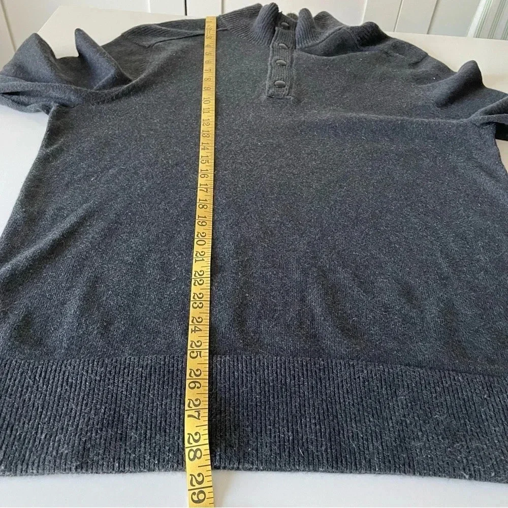 Banana Republic Quarter Snap Sweater Med Gray Silk Blend Soft